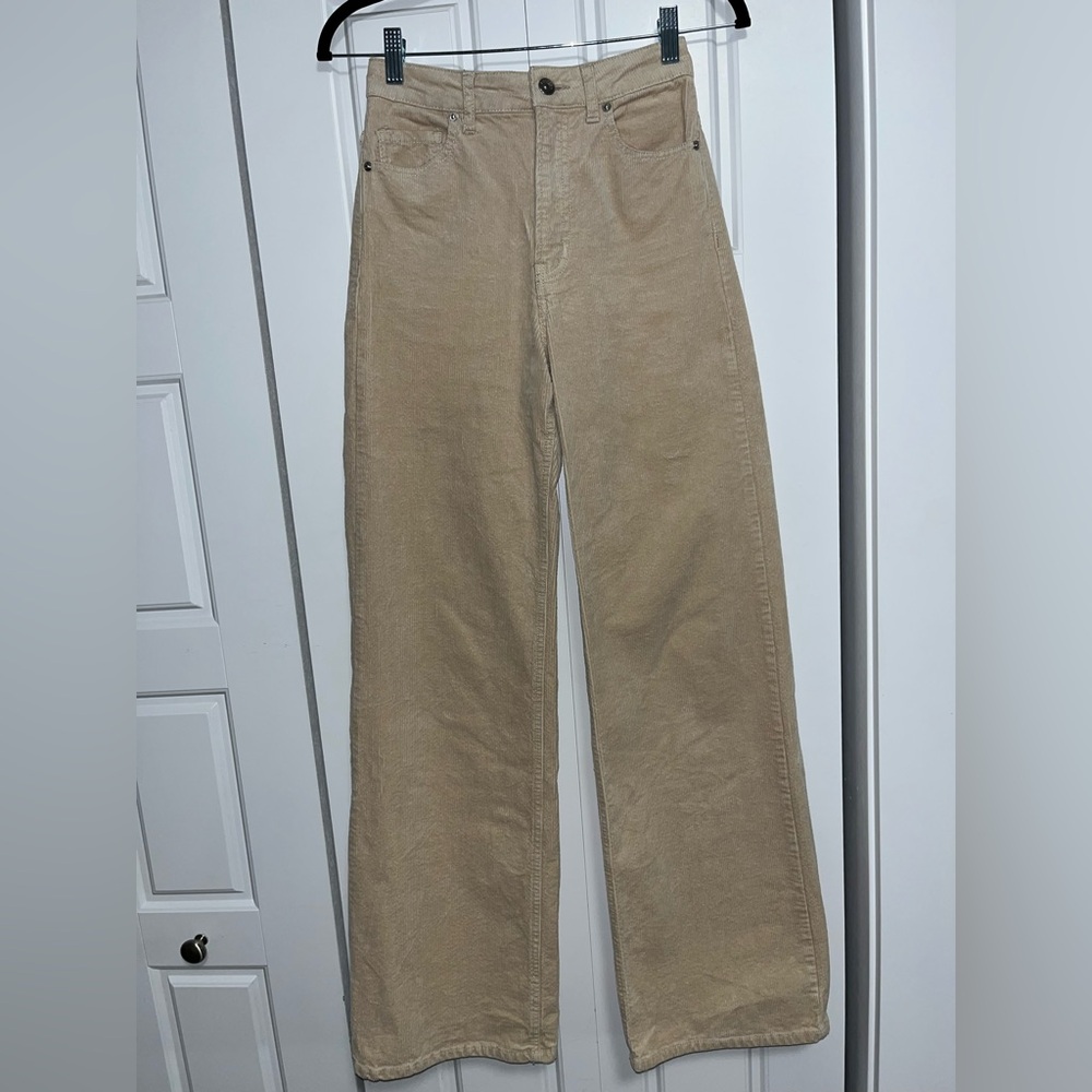 H&M High Waisted Straight Leg Corduroy Jeans